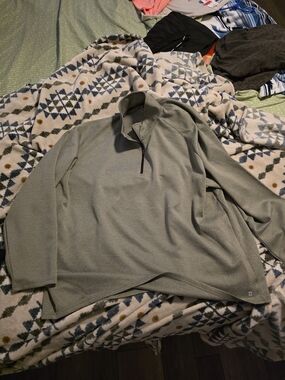 ZELOS Men's Olive Green Quarter-Zip Pullover